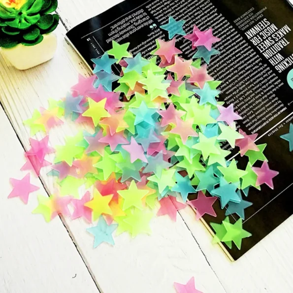 100Pcs-Wall-Stickers-Glow-Stars-Sticker-Decals-for-Kids-Baby-Rooms-Colorful-Fluorescent-Stickers-Home-Decorbedroom-3