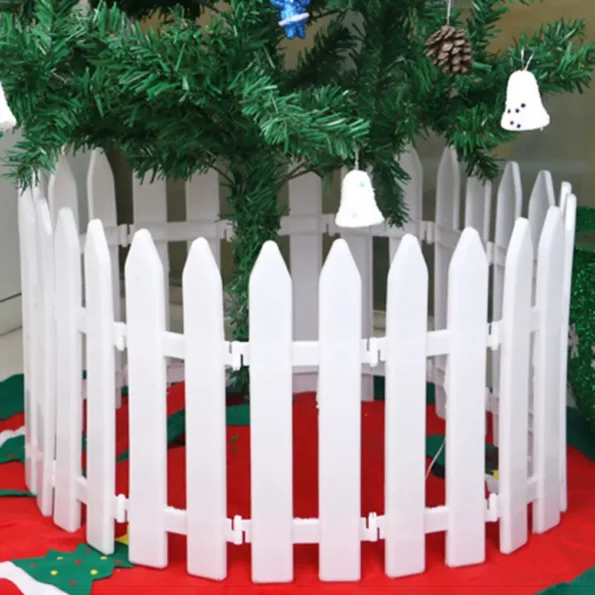 12-29-5cm-White-Plastic-Picket-Fence-Christmas-Tree-Fence-Miniature-Home-Garden-Christmas-Xmas-Tree