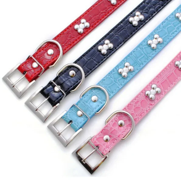 NEW-Collar-for-Small-Medium-Dog-Transer-Pet-Dog-Supplies-Alligator-PU-Leather-Bone-Pet-Necklace-1