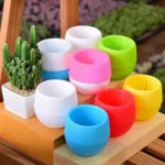 Plastic-Drainage-Hole-Egg-Shape-Plant-Pot-Flowerpot-Home-Office-Garden-Decor